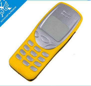 Wholesale yellow color phone shape pu stress ball
