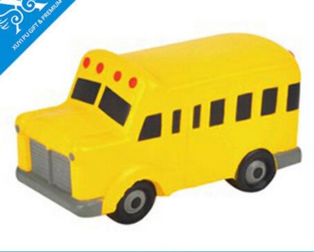Wholesale yellow student bus shape pu stress ball