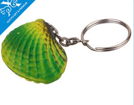Wholesale shell shape pu stress ball keychain
