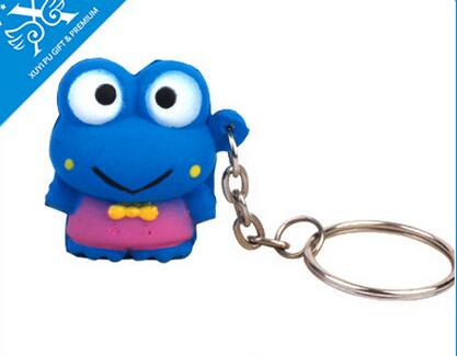 Wholesale frog shape pu stress ball keychain