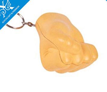 Wholesale fist shape pu stress ball keychain