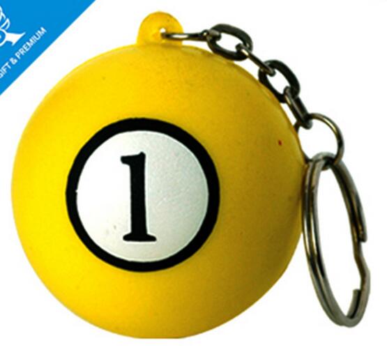 Wholesale billiards shape or table tennis shape pu stress ball keychain