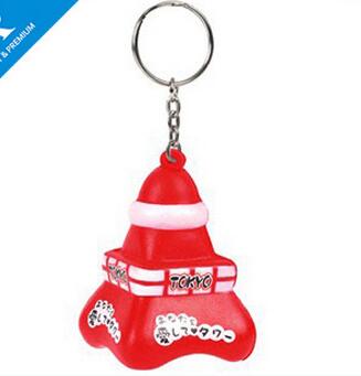 Wholeale tower shape pu stress ball keychain