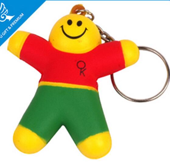 Wholesale smile body pu stress ball keychain