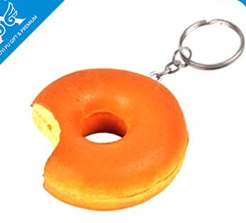 Wholesale bread shape pu stress ball keychain