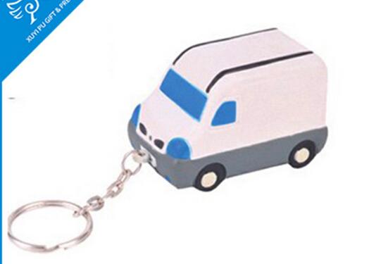 Wholeale whtie car shape pu stress ball keychain