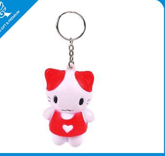 Wholesale cute cat shape pu stress ball keychain
