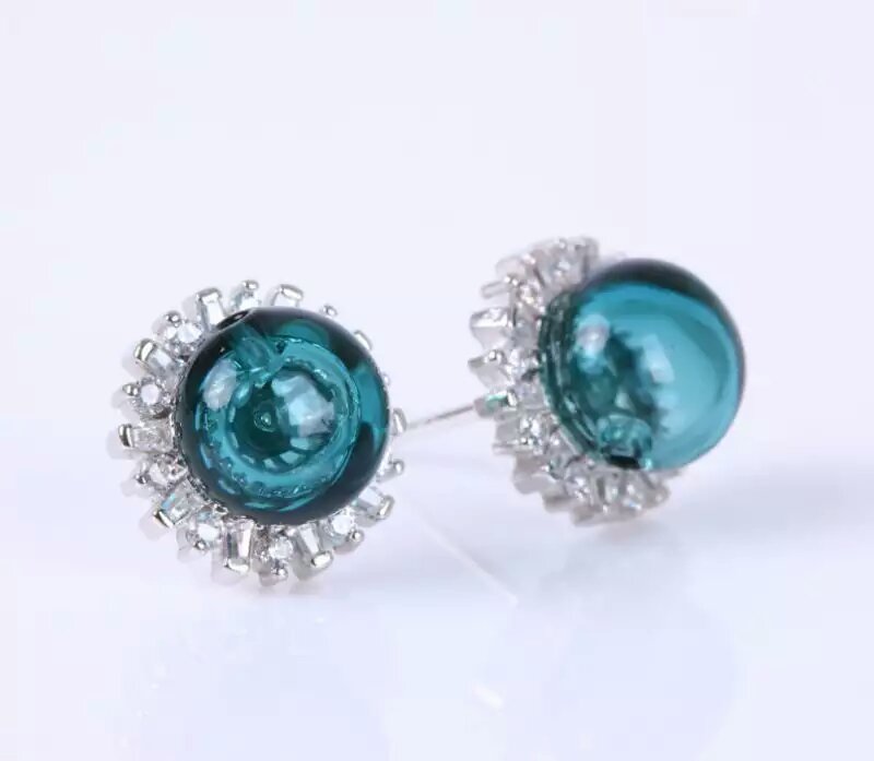 Wholesale new style blue color essencial oil diffuser earring
