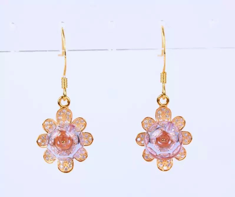 Wholesale zircon flower shape essencial oil diffuser earring