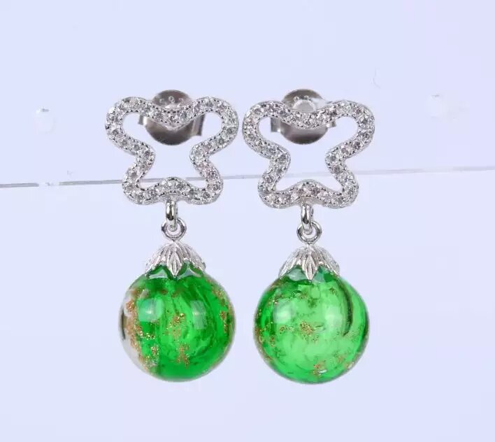 Wholesale zircon flower shape blue bottle essencial oil diffuser earring