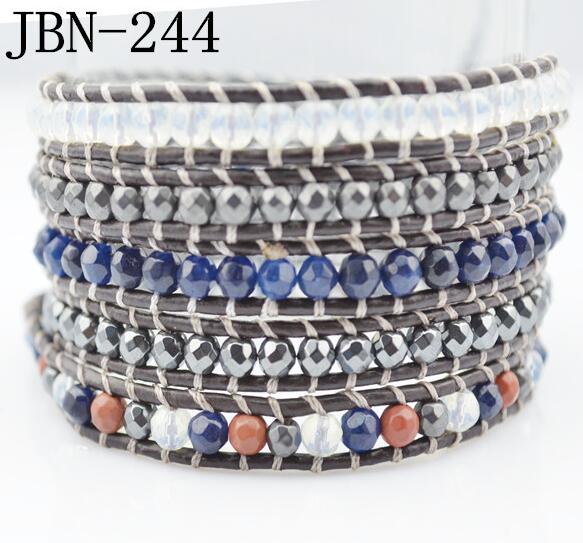 Wholesale colorful carnelian 5 wrap leather bracelet