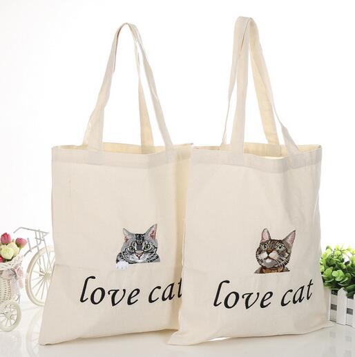 Wholesale white color cotton shopping bag