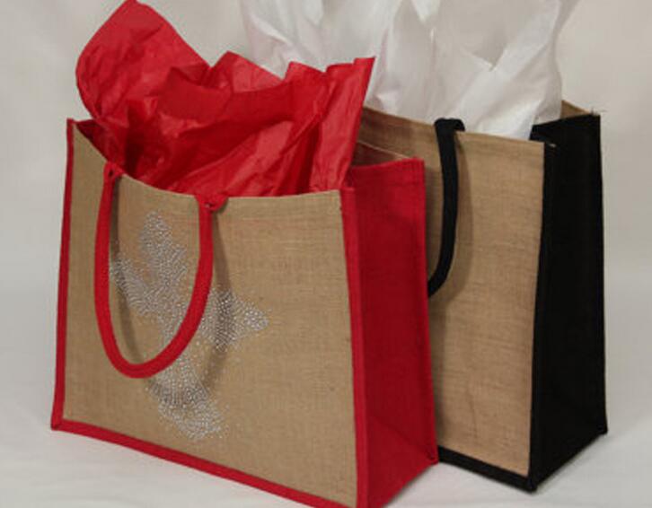 Wholesale cheap custom color binding color flax or linen shopping bag