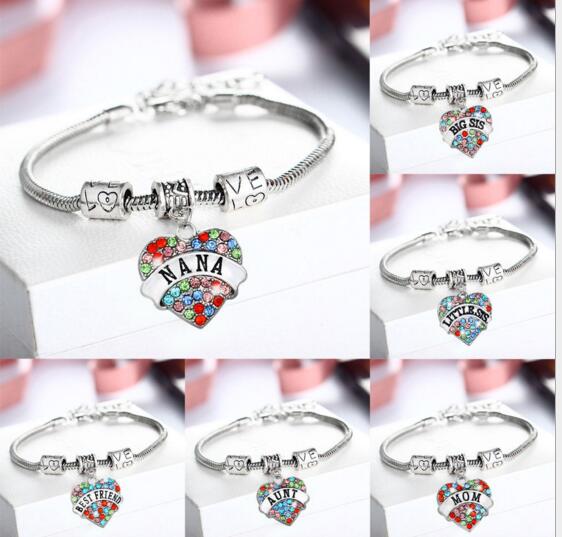 Wholesale cheap popular heart shape with nana word alloy bracelet