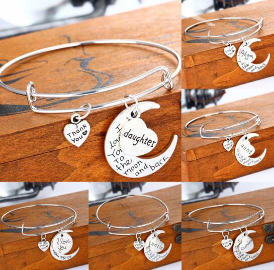 Wholesale moon and heart shape zinc alloy bracelet