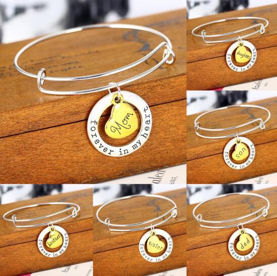 Promotional cheap style dad mom sister word family bracelet