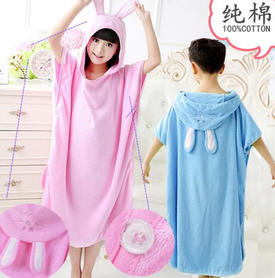 Good quality baith rabbit ears cotton children bathrobe for swimming or home