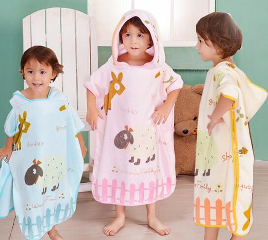 With cap cotton amterial beach swiming cotton cloak baby bathrobe