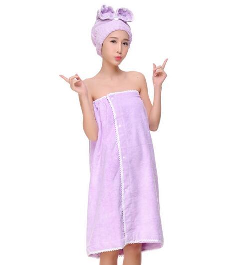 Good quality absorbant microfiber Bathrobe Skirt with hood for woman