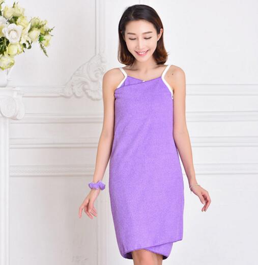 Microfiber purple color gallus beach bathrobe for woman