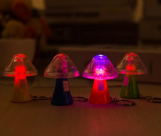 Promotional mushroom shape with led plastic keychain