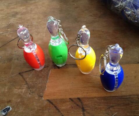 Promotional bowling shape plastic led keychain