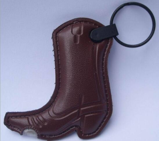 Promotional shoe shape pu metarial led keychain