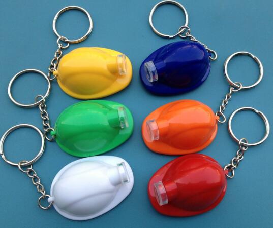 Promotional helmet shape with led plastic keychain