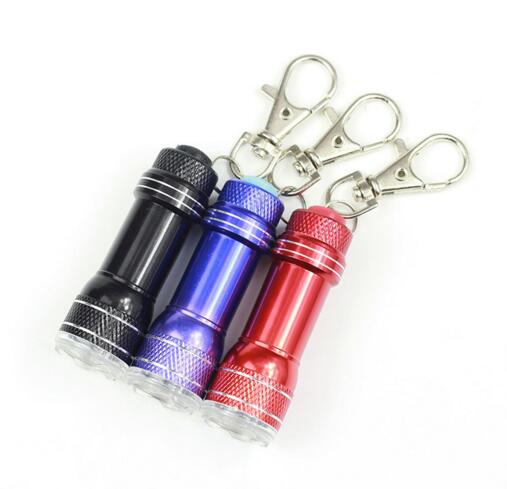 Promotional cheap style custom logo mini led keychain with hook