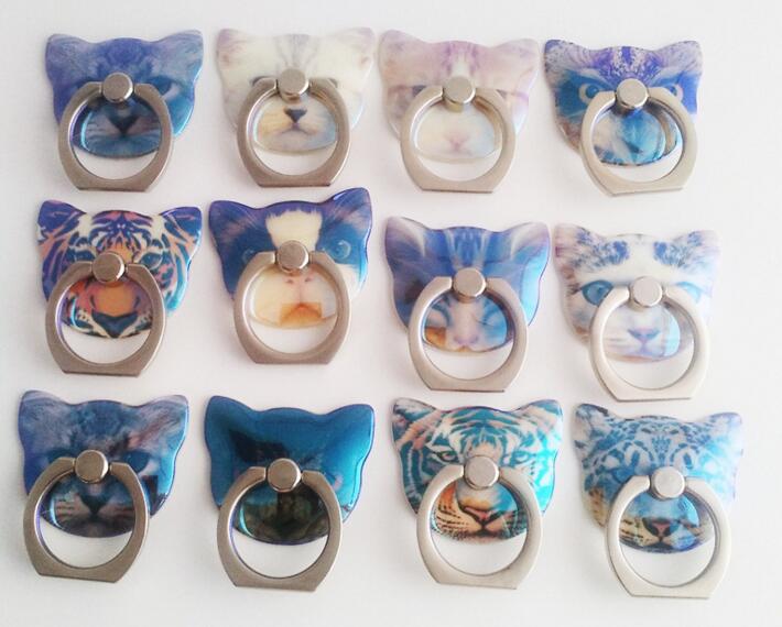 Promotional cat shape colorful printing logo mobile phone ring holder