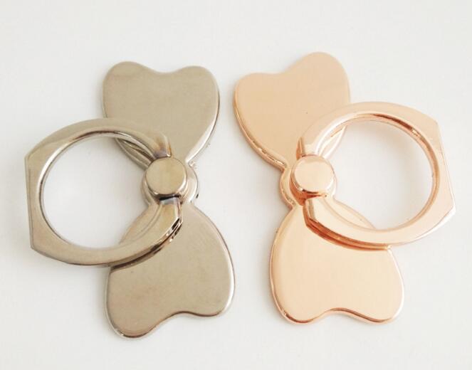 Promotional bowknot shape zinc alloy metal ring mobile phone holder