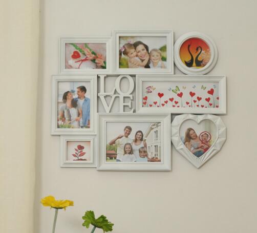 Promotional 8pcs love shape  family photo frame