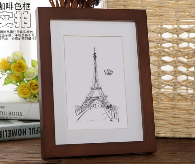 Promotional coffee color 10inch wood photo frame