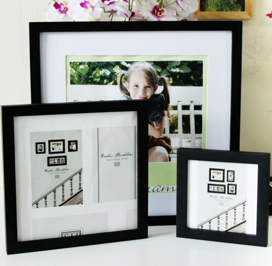 Promotional black color square shape different size 7,8,10 wood wall or desk photo frame