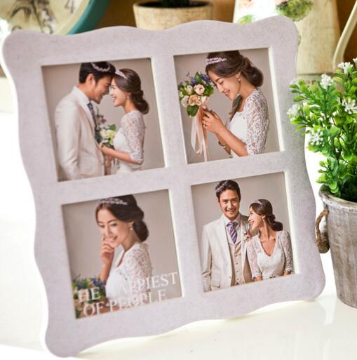Beauty style crystal baked porcelain 4pcs wedding photo frame for desk