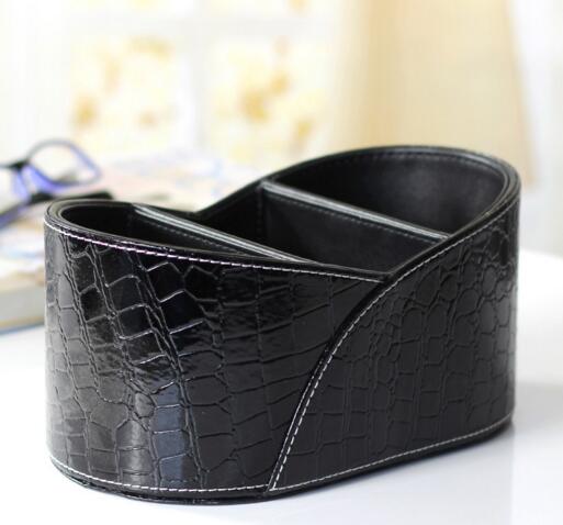 High quality novelty pu leather tv controller and mobile desktop organizer