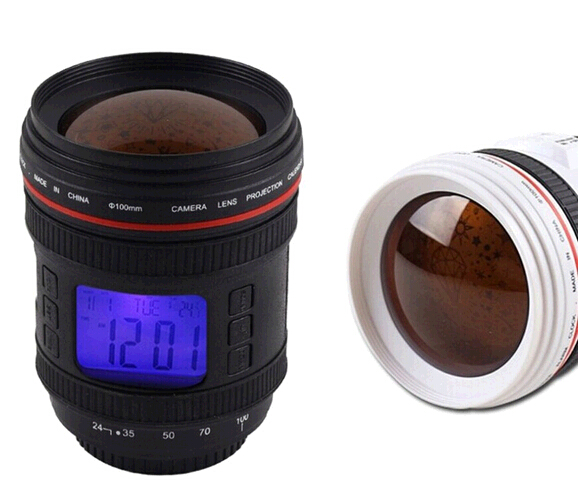 Camera lens music calendar alarm clock