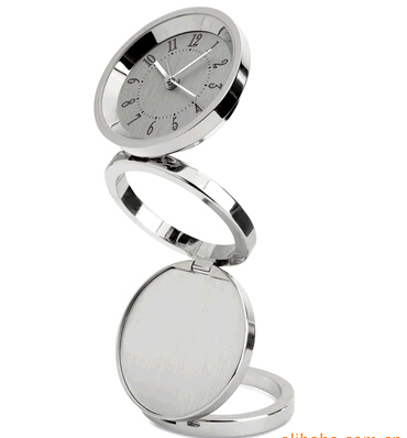 High quality metal round shape folding travel clock