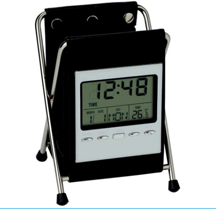 Promotional pu style folding digital clock