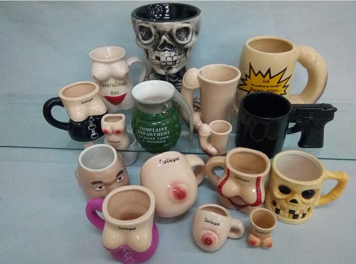 Promotional particular funny style shape ceramic mug