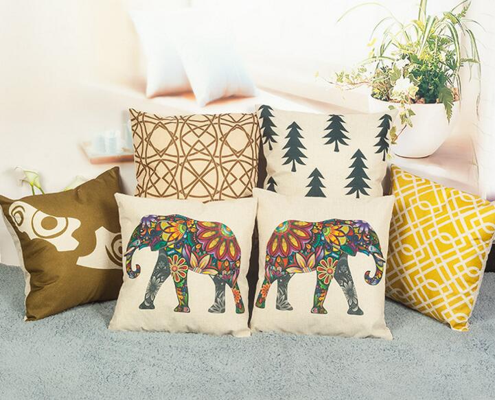 Hot sale elephant shape square shape flax cushion pillow cover