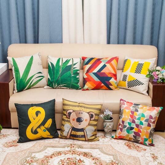 Custom digital printing logo square shape flax cushion pillow cover