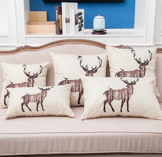 Hot sale Custom printing logo square shape flax cushion pillow cover