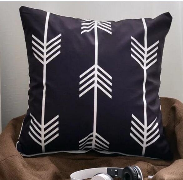 Custom logo digital printing black design square shape flax cushion pillow cover