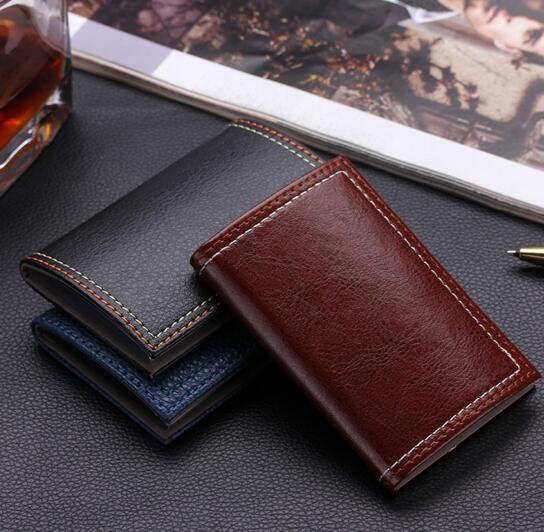 High quality brown color and black color pu metal name card holder