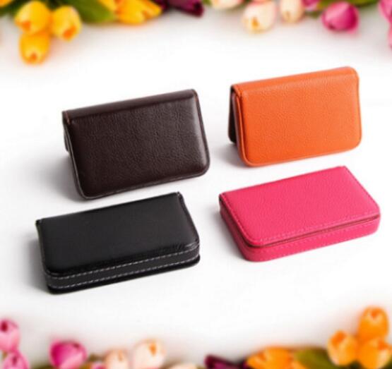 Promotional custom logo pu metal business name card holder