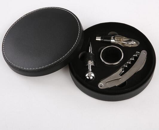 Promotional custom emboss logo or printing logo 4 pcs pu wine box sets for gifts