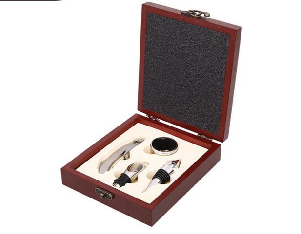 Promotional 4 sets red color wooden wine box sets for wedding gifts