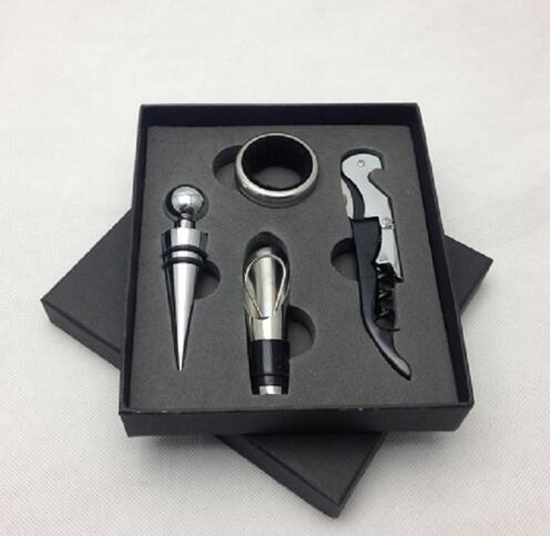 Promotional 4 pcs wine paper box sets with bottle opene