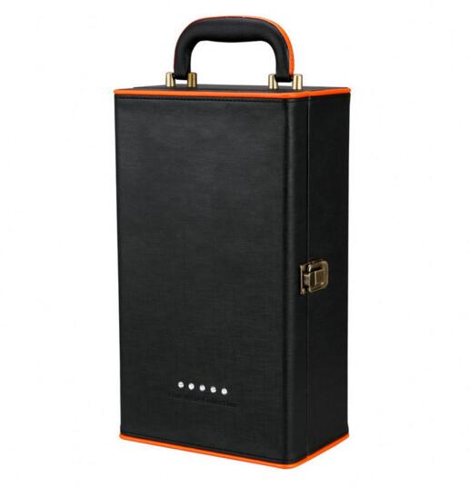 Promotional custom logo black color wine box for 2 wine bottle